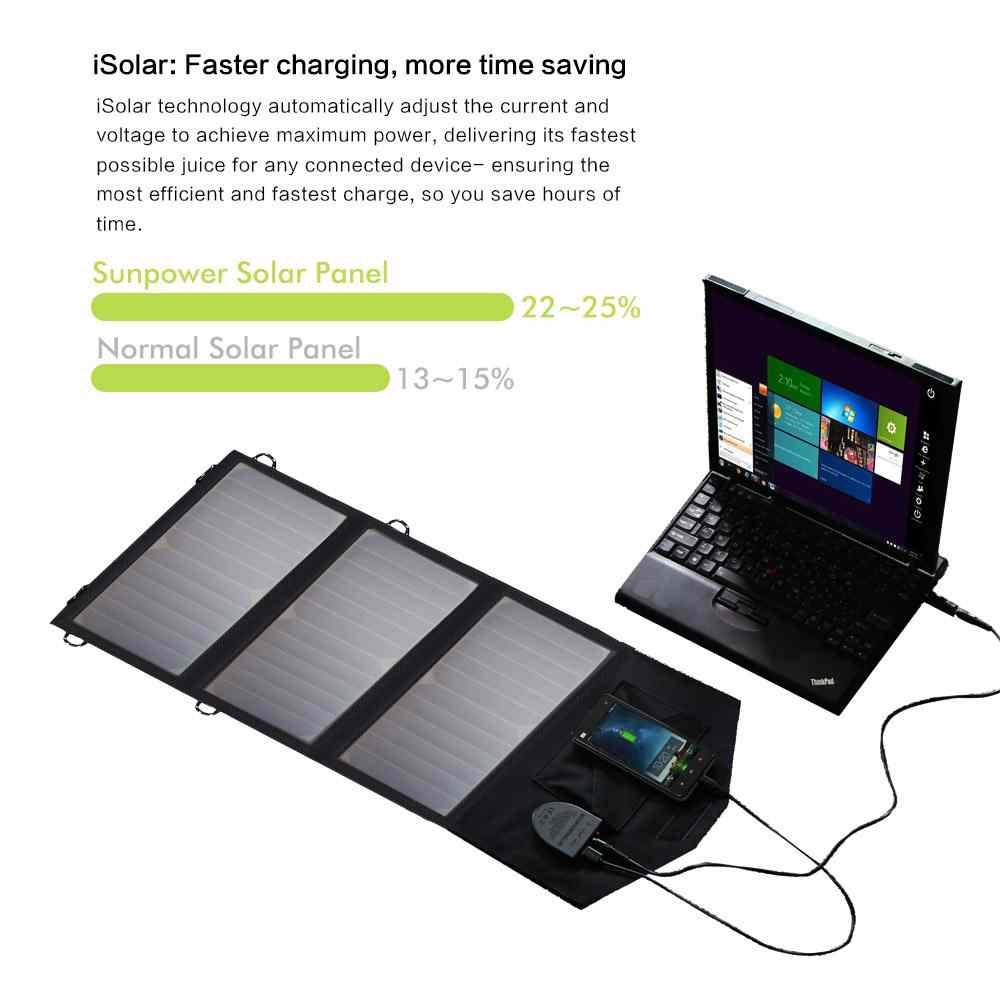 Foldable Solar powered phone charger 21W Solar Panel with Dual output ports 	18V*1A & 5V*2A for charging smartphones, tablets, car battery,laptops from China suppliers Thumb 1